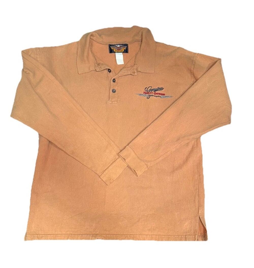 Vintage 90s Harley Davison Genuine Polo Long Sleeve XL Button Cotton down